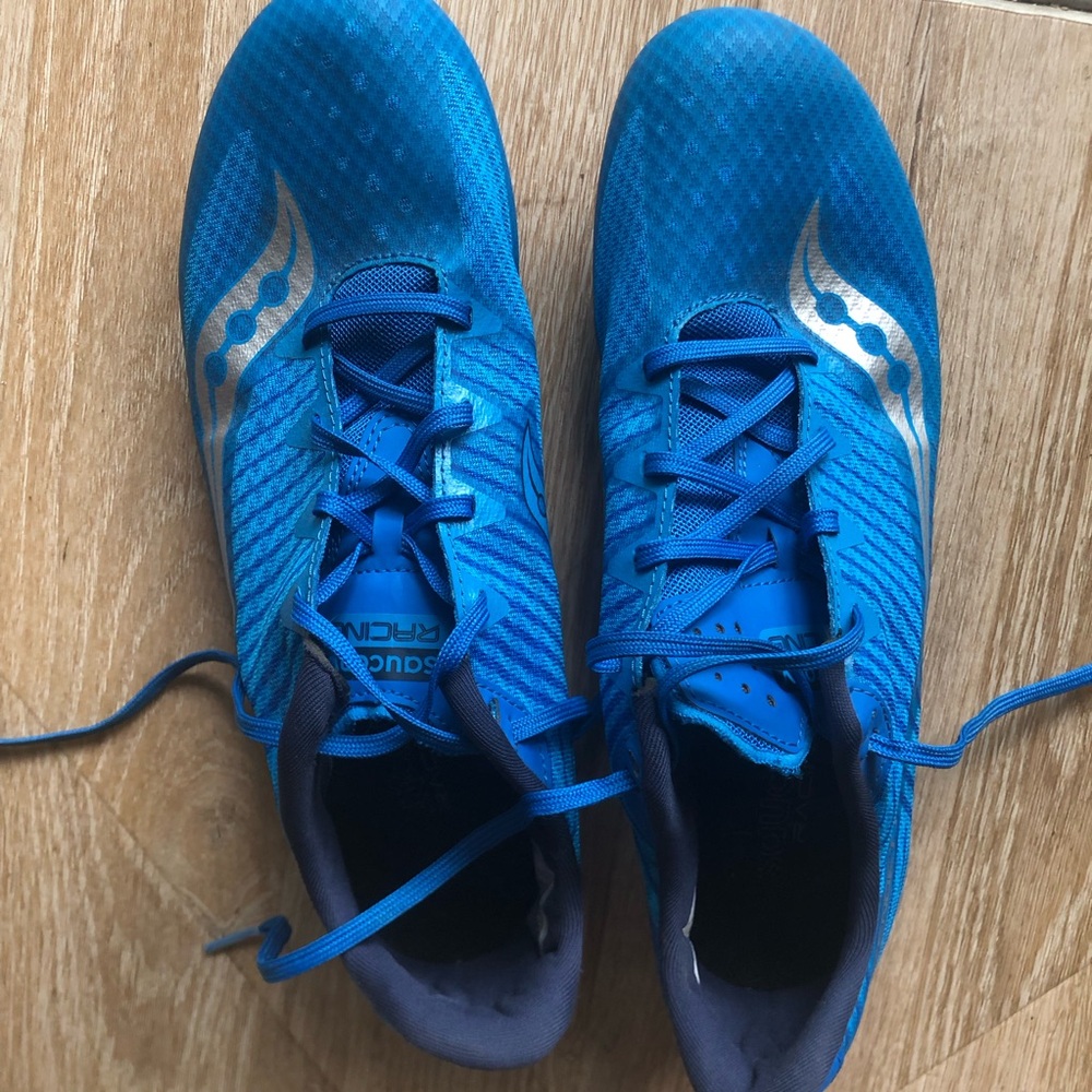 Saucony Men’s Bright Blue Racing Flats with Silver Logo 10
